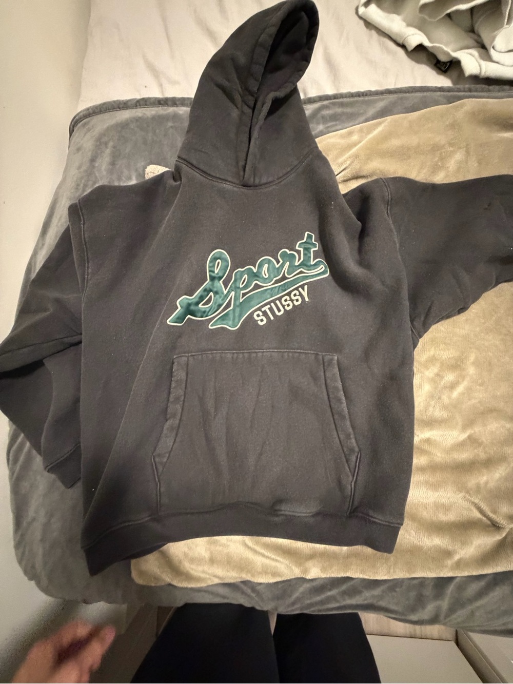 Stussy Sport Hoodie with Teal Script Logo